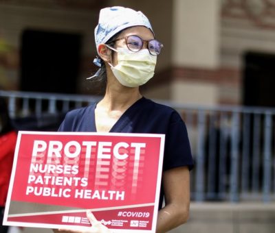 Enfermeras exigen fuera de la Casa Blanca equipos de protección