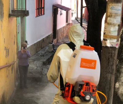 Apoyan “Guías Unidos por Guanajuato” en sanitización de calles