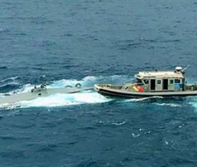 Decomisan submarino con 404 kilos de cocaína que se dirigía rumbo a México