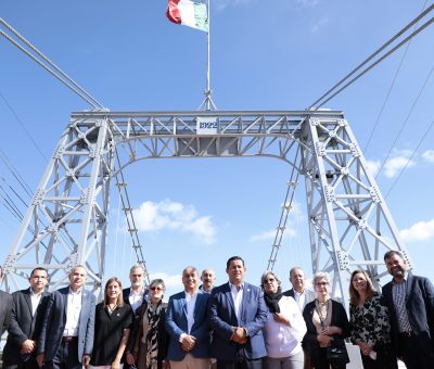 Entregan la rehabilitación del puente peatonal colgante “Arquitecto Ernesto Brunel” en Cortazar