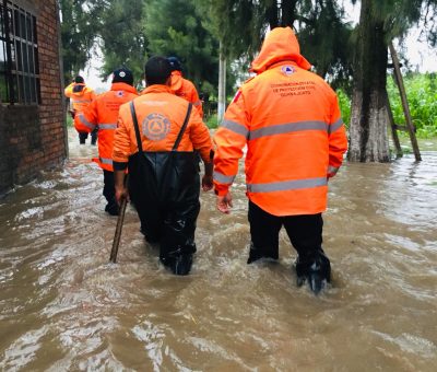 Atienden autoridades zonas afectadas por inundaciones en Abasolo