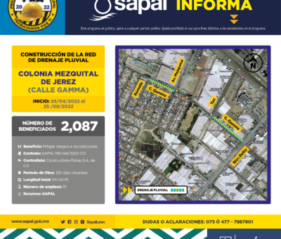Construye SAPAL drenaje pluvial en Mezquital de Jerez