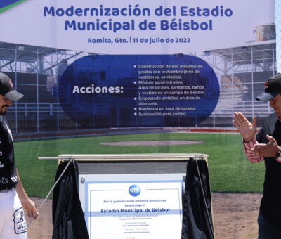 Entrega Gobernador modernización del Estadio Municipal de Béisbol de Romita