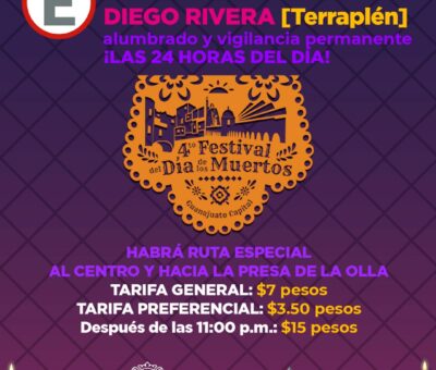  Se mantiene abierto el estacionamiento gratuito en el terraplén Diego Rivera