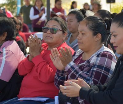 Rehabilitan campo de fútbol en Trejo