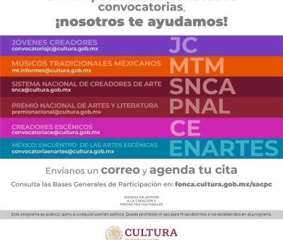 El Sistema de Apoyos a la Creación y Proyectos Culturales ofrece asesorías para aplicar a sus convocatorias nacionales