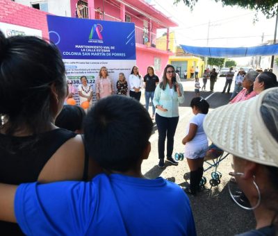 Disfrutan familias de Colonia San Martín de calle rehabilitada