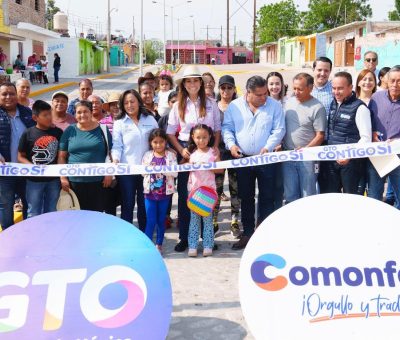 Entrega secretaria Libia Denisse obras de infraestructura social en Comonfort, Villagrán y Cortazar