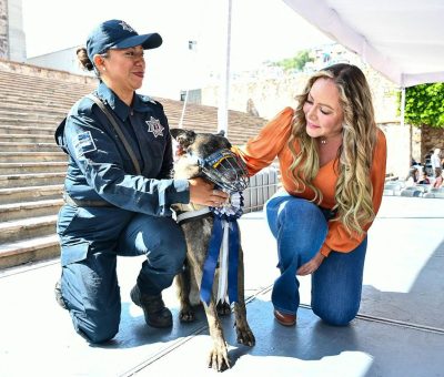 Reconoce Samantha Smith carrera policial de Dana, perrita jubilada del grupo K-9