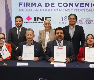 Firma INE Guanajuato y PRODHEG convenio de colaboración para la promoción de la cultura cívica democrática y el fortalecimiento de los derechos humanos