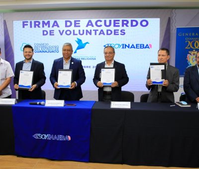 Firman acuerdo de voluntades entre el INAEBA y el Consejo Interreligioso de Guanajuato