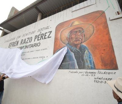 Develan mural y reconocen liderazgo social de Don Efrén Razo Pérez en beneficio de miles de silaoenses