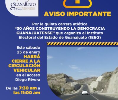 Anuncian cierre vial en el acceso Diego Rivera