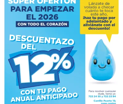 Ofrece SAPAS descuento del 12% por pago anual anticipado